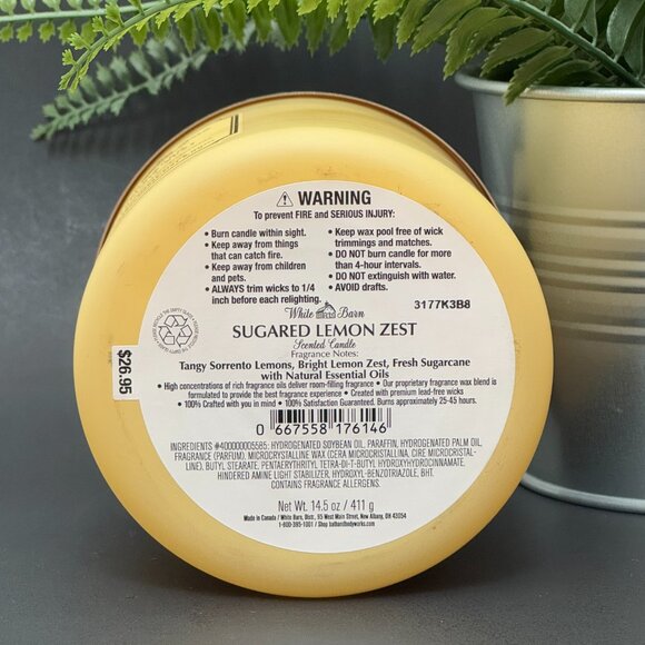 BBW Sugared Lemon Zest White Barn Bath & Body Works 3 Wick Candle - Picture 9 of 10